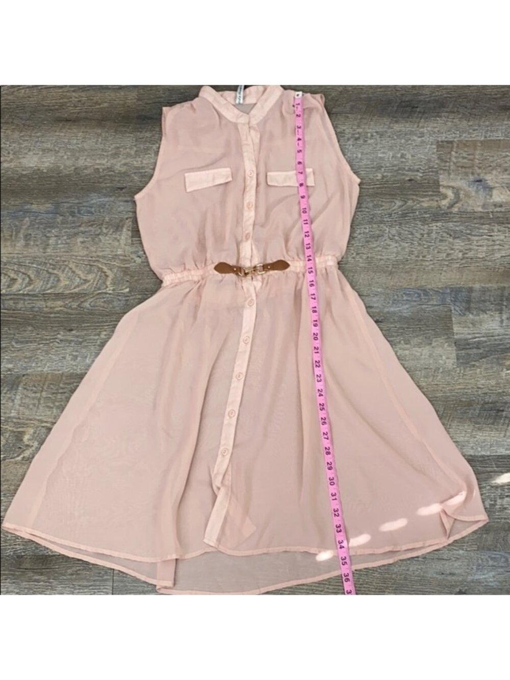 R & B Sheer Pink Sleeveless Dress Medium - Picture 10 of 11